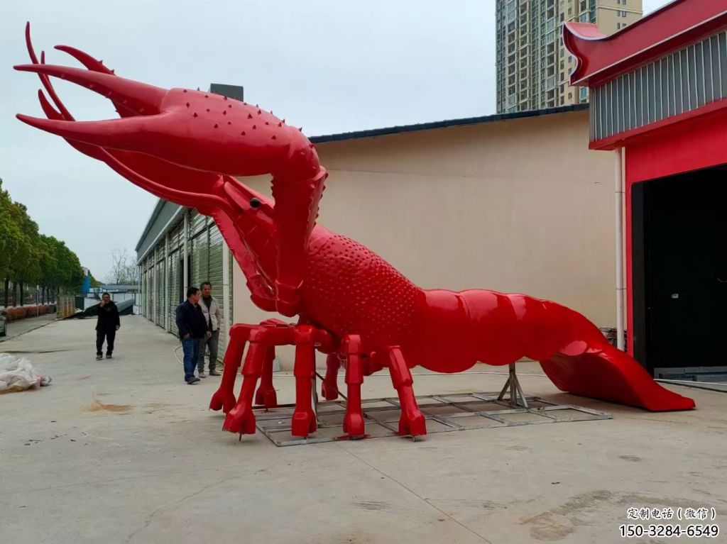 庭院玻璃鋼龍蝦雕塑 城市古銅色雕塑 生物小品