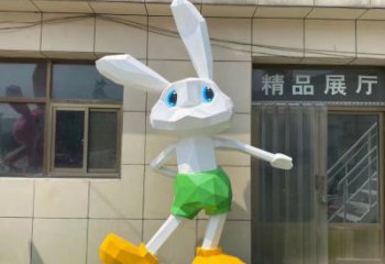 不銹鋼彩繪兔子雕塑 仿真雕塑 步行街擺件