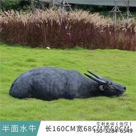 水牛雕塑，公園園林動(dòng)物，仿真景觀擺件 (2)