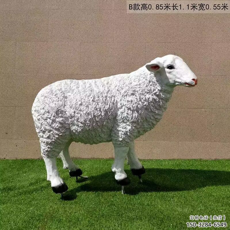 彩繪玻璃鋼綿羊雕塑，動(dòng)物景觀，廣場(chǎng)園林雕塑
