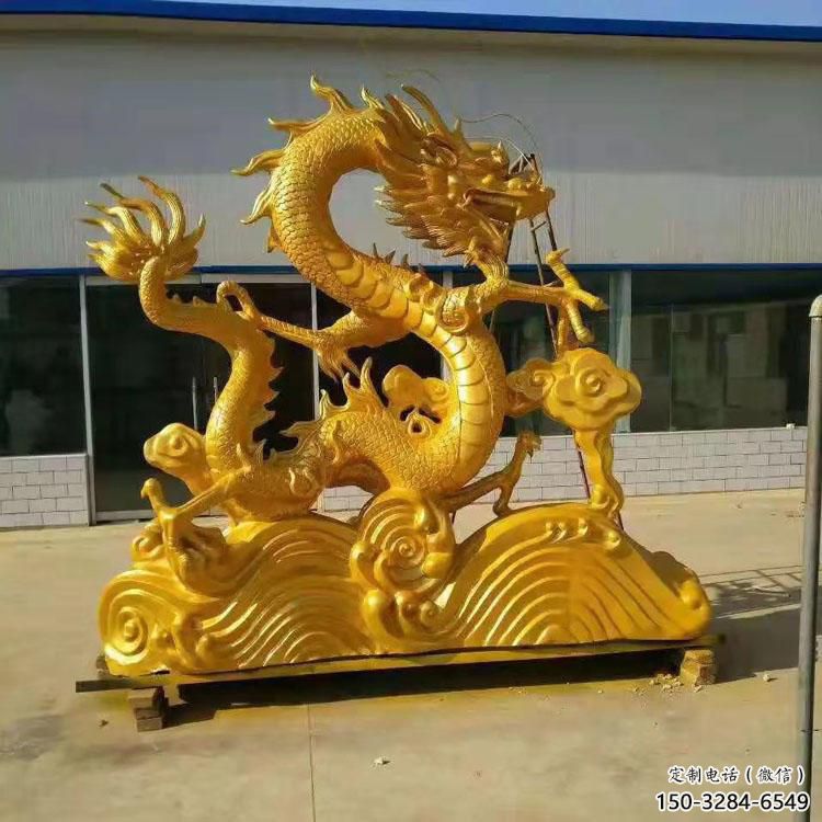 鑄銅龍頭雕塑，黃銅材質(zhì)，公園園林?jǐn)[件