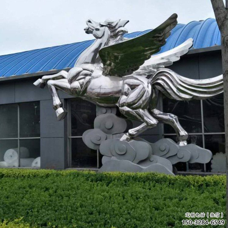 幾何抽象奔馬雕塑，城市動物擺件，大型廣場小品