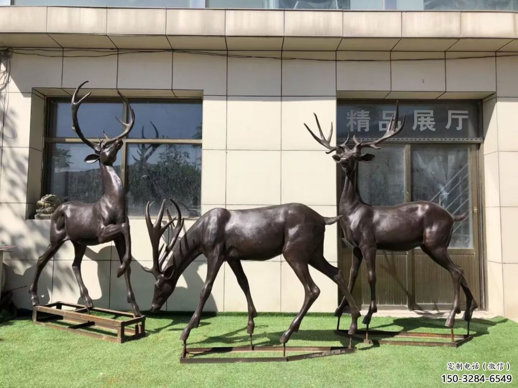 園林鑄銅麋鹿雕塑 風(fēng)景區(qū)仿真雕塑 廣場小品