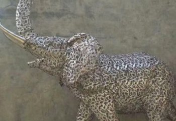 庭院小象雕塑，動(dòng)物小品，網(wǎng)格工藝