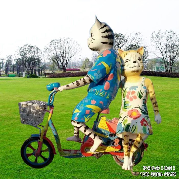 庭院小貓雕塑，動物小品，卡通工藝