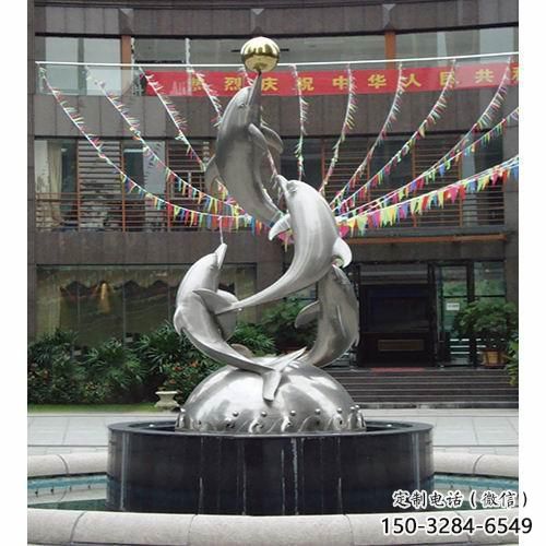 動物不銹鋼魚形雕塑，房地產門口雕塑，鏡面工藝