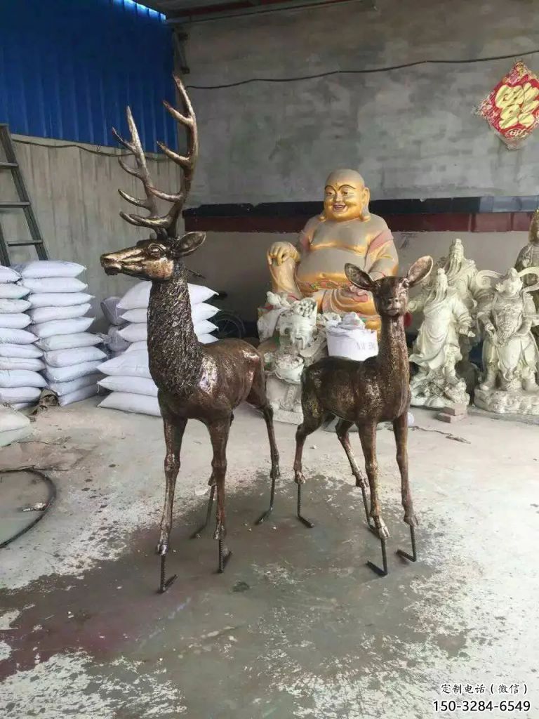 農村馴鹿雕塑，鏤空海洋雕塑，抽象效果