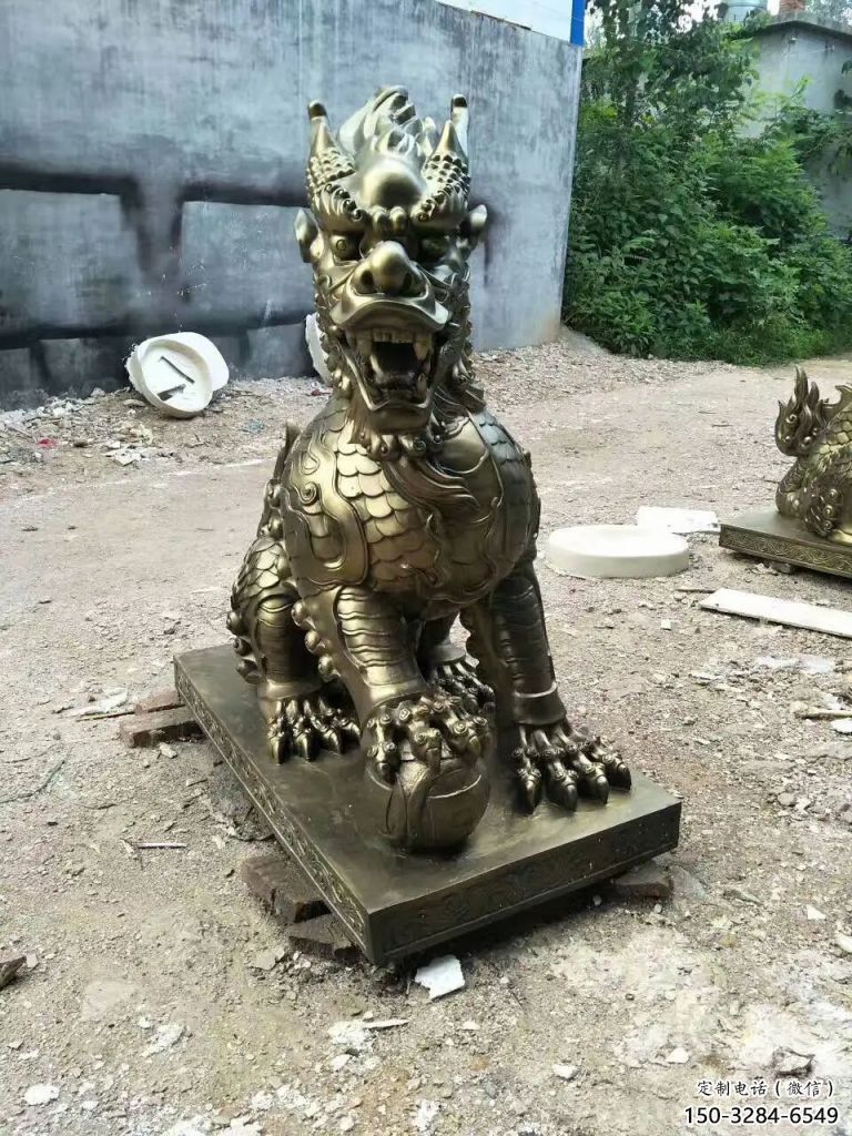室內(nèi)麒麟雕塑，拉絲海洋雕塑，抽象效果