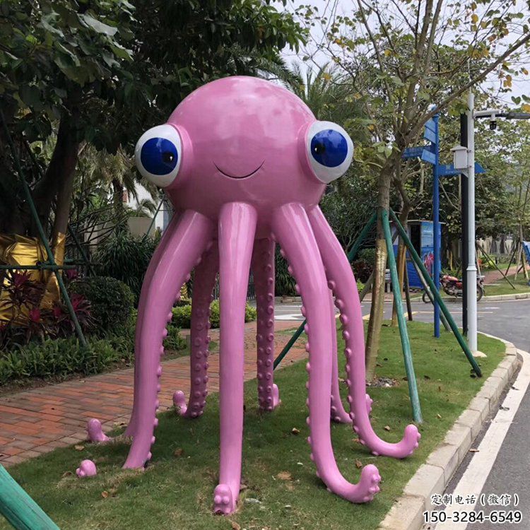 廣場烏賊雕塑，卡通水景雕塑，抽象效果
