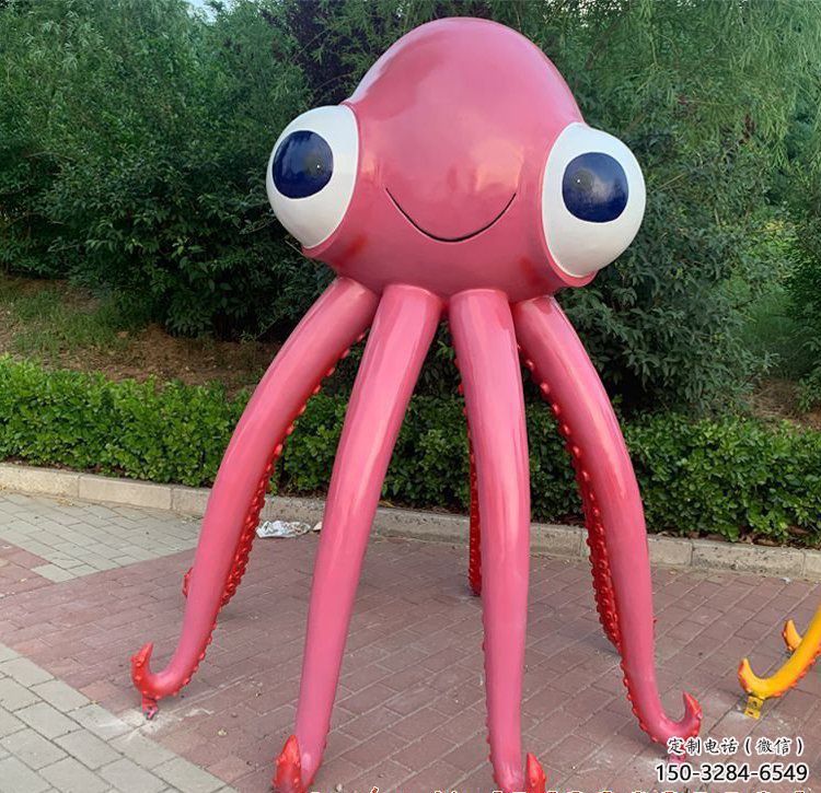 售樓部烏賊雕塑，噴砂發光雕塑，彩繪題材