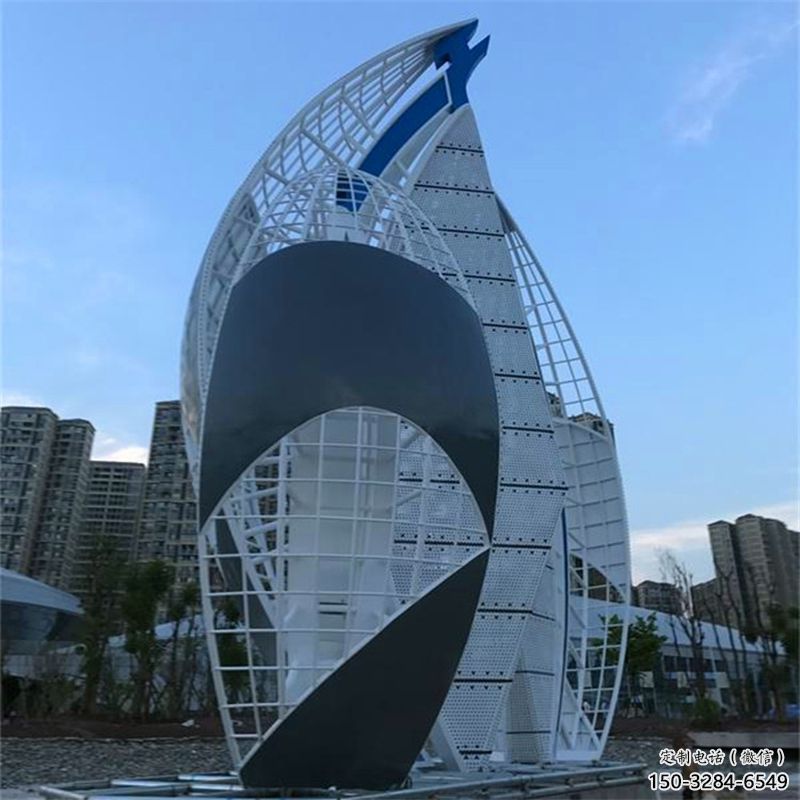 大型帆船雕塑，鍍銅景觀雕塑，鏡面工藝