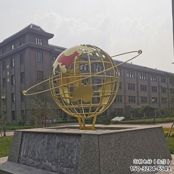 公園地球儀雕塑，噴砂發光雕塑，鑄銅工藝