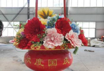 室內(nèi)花籃雕塑，拉絲景觀雕塑，抽象效果