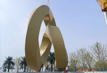 室內圓環雕塑，拉絲景觀雕塑，抽象效果