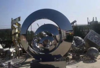 步行街圓環雕塑，鍛造景觀雕塑，鏤空方式