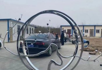 圓環雕塑，鏤空景觀雕塑，抽象效果