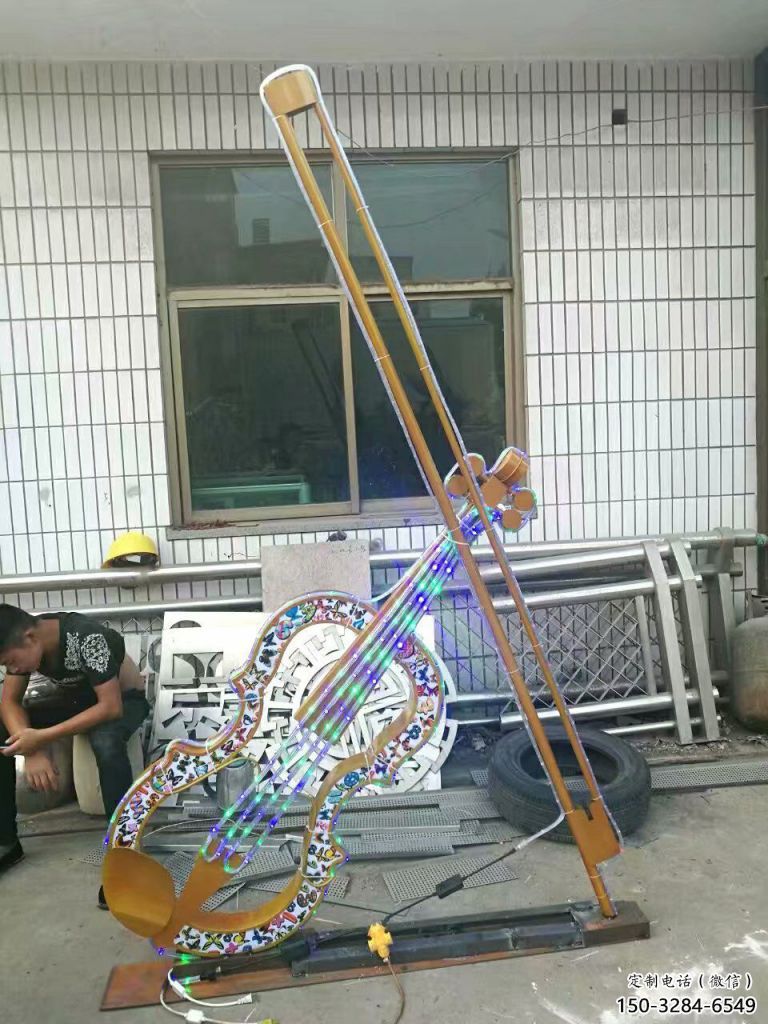 鏡面吉他雕塑 烤漆大型擺件 博物館雕塑 鏡面吉他雕塑 烤漆大型擺件 博物館雕塑