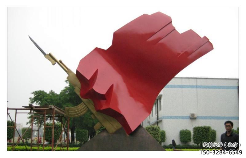 校園國旗雕塑，拉絲黨建雕塑，抽象主題