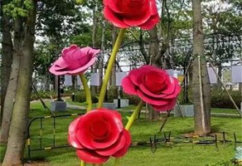步行街玫瑰雕塑 游樂(lè)場(chǎng)景觀花朵雕塑 鑄造雕塑