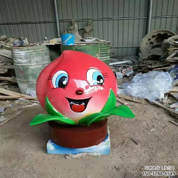 戶(hù)外水蜜桃雕塑 噴漆果蔬雕塑 燈光水果雕塑