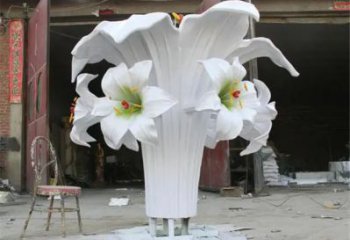 廣場(chǎng)百合花雕塑 抽象花卉雕塑 烤漆植物雕塑