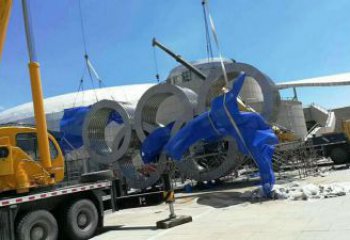 運動場建筑雕塑，不銹鋼五環雕塑，廣場建筑