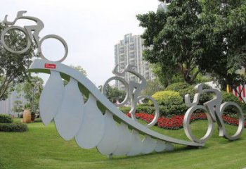 房地產(chǎn)自行車雕塑 現(xiàn)代體育雕塑 幾何運(yùn)動(dòng)員雕塑
