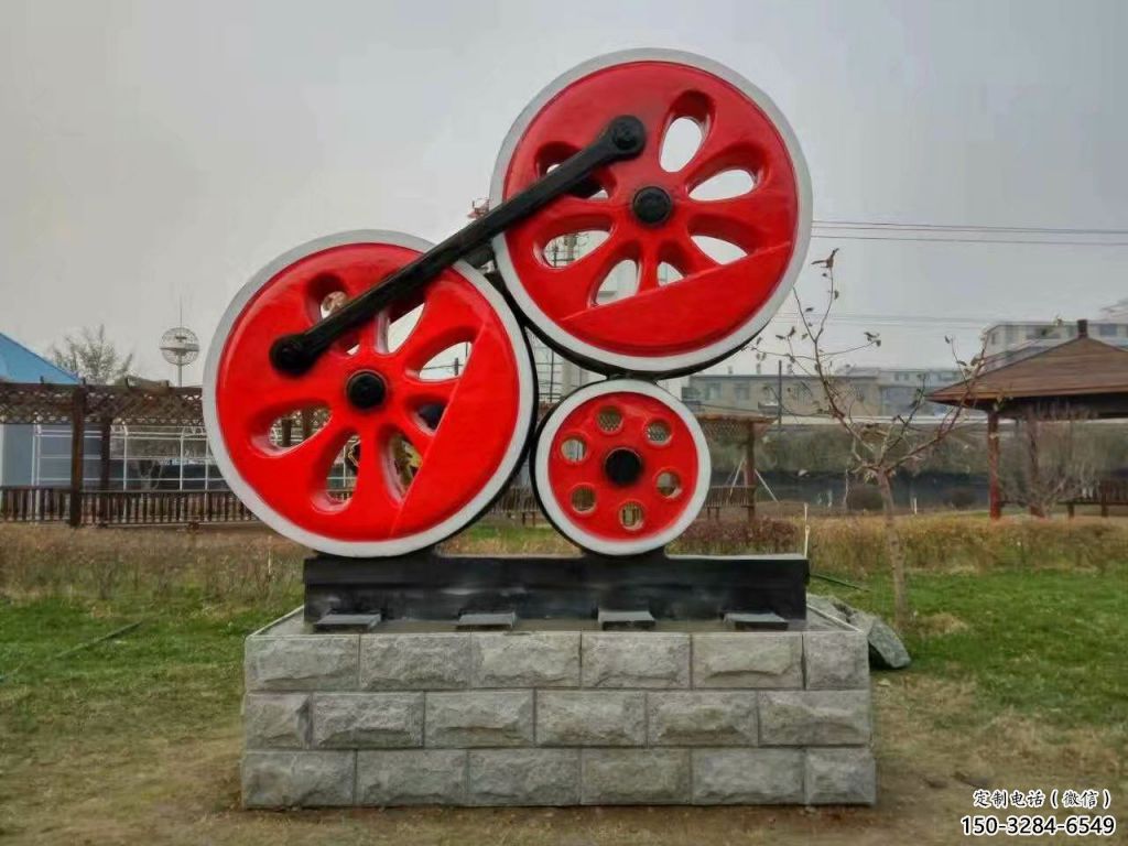 仿真齒輪雕塑 電鍍現代工業(yè)雕塑 部隊機械雕塑