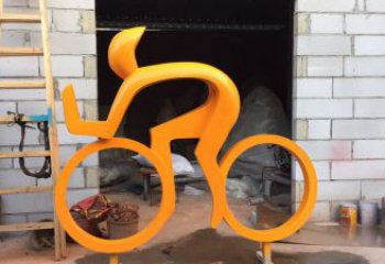 鋼管賽車雕塑 異形噴水賽車人雕塑 農村體育雕塑