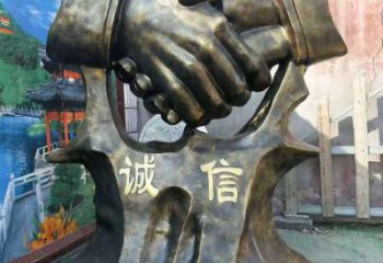 烤漆握手雕塑 鋼管雕塑 室內(nèi)誠信雕塑