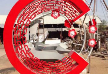 異形花環(huán)雕塑 現代校園雕塑 校園環(huán)形雕塑