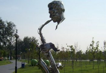 公園薩克斯雕塑 創(chuàng)意企業(yè)西方樂隊(duì)雕塑 美陳樂器雕塑