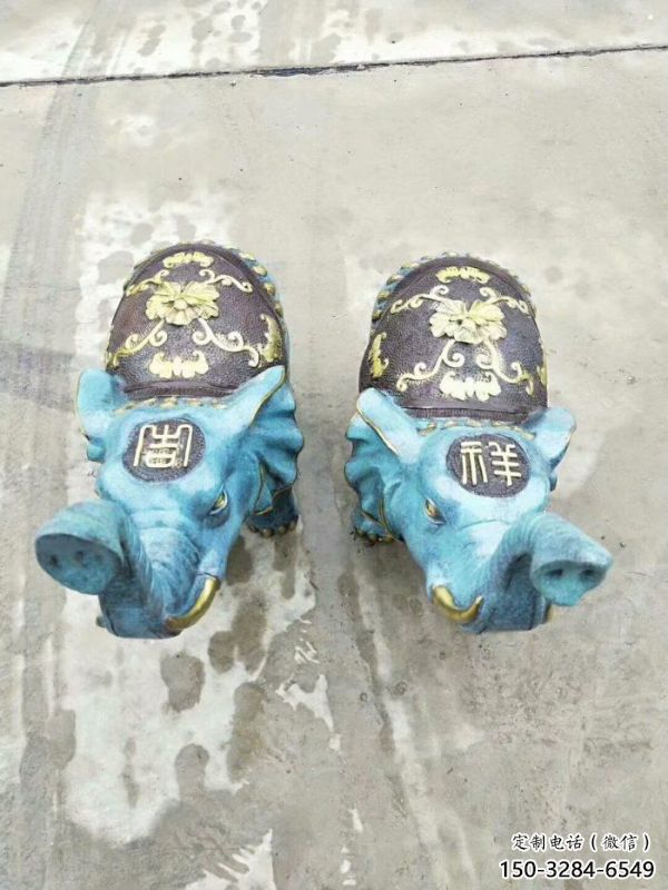 金屬大象景觀雕塑批發(fā)，街頭藝術(shù)，彩繪大象雕塑展品