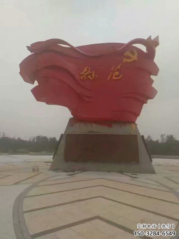 庭院旗幟雕塑，戶外革命雕塑，烤漆形式