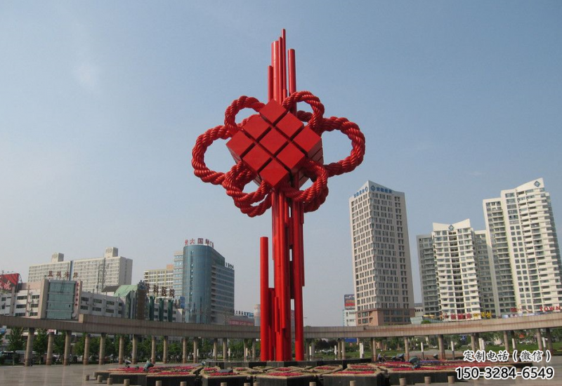 庭院中國結雕塑廠家，烤漆工藝制作，民俗文化標識