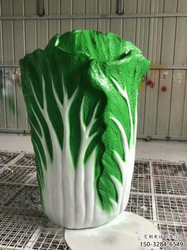 現代果籃雕塑定制，中式工藝，白菜果籃雕塑優價