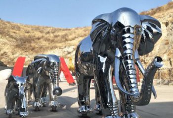 金屬大象雕塑廠家，動物景觀雕塑，不銹鋼動物雕塑提供