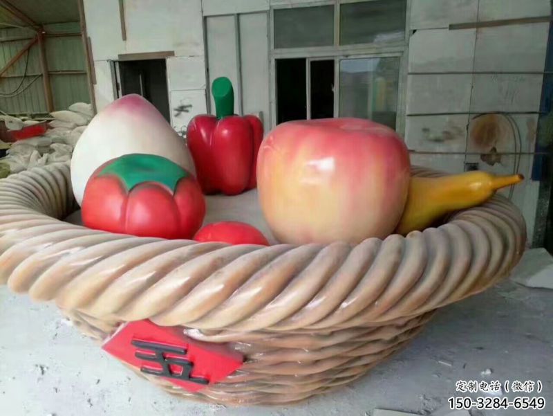 建筑雕塑制造商，城區小品，仿真果籃雕塑定制