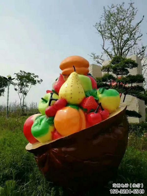 果籃雕塑觀賞型，標識雕塑，蘋果果籃雕塑展品