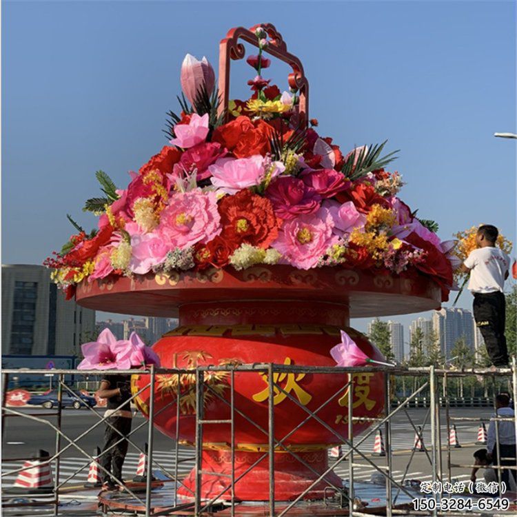 主題花籃雕塑生產，透雕系列，別墅仿真花籃雕塑生產商