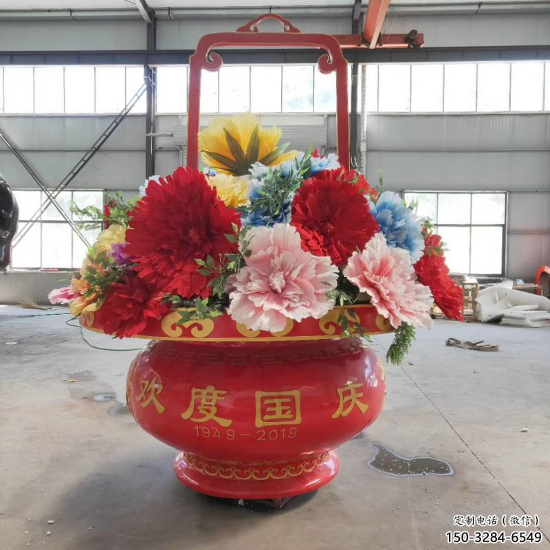 景墻花籃雕塑專供，美陳雕塑，社區慶典花籃雕塑預定
