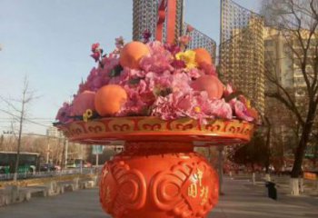 制造花籃雕塑供需，鋼管組合，公園花籃雕塑工程制作供應