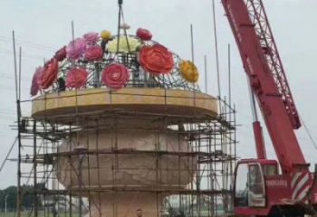 景觀花籃工藝品雕塑制造，歐式風(fēng)格，鐵藝花籃雕塑創(chuàng)意定價(jià)