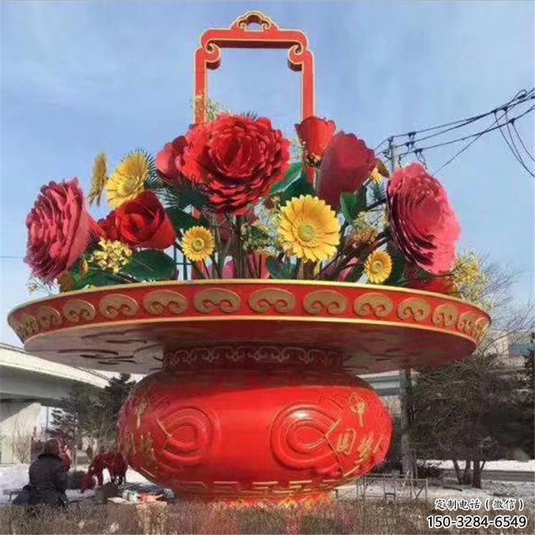 花籃雕塑訂做，街道標(biāo)識(shí)，小區(qū)花籃雕塑定做
