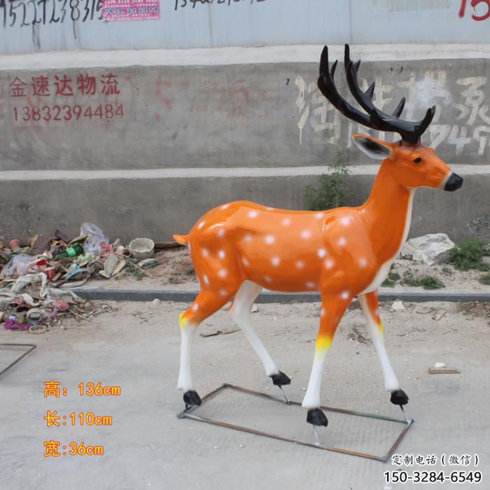 仿真小鹿雕塑，彩繪工藝，玻璃鋼動物雕塑廠家