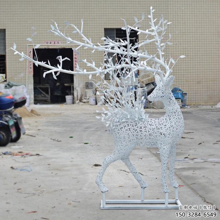 花園梅花鹿雕塑批發，標識雕塑，展示鏤空梅花鹿雕塑