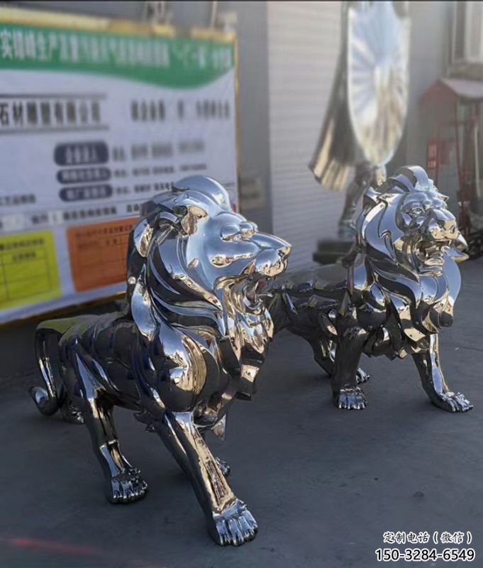 雕塑獅子景觀制造，街景小品，不銹鋼獅子雕塑優價
