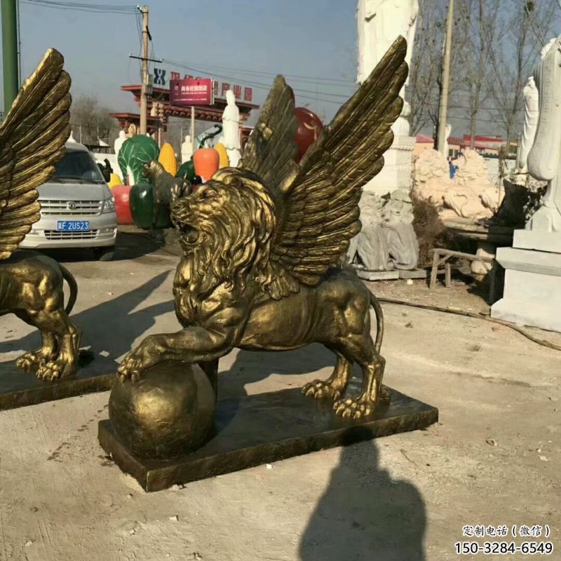 大型獅子雕塑公司，花園小品，飛獅雕塑裝飾提供