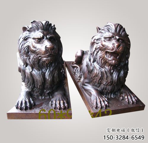 制造獅子雕塑廠(chǎng)家，鑄銅組合，趴獅雕塑工程制作
