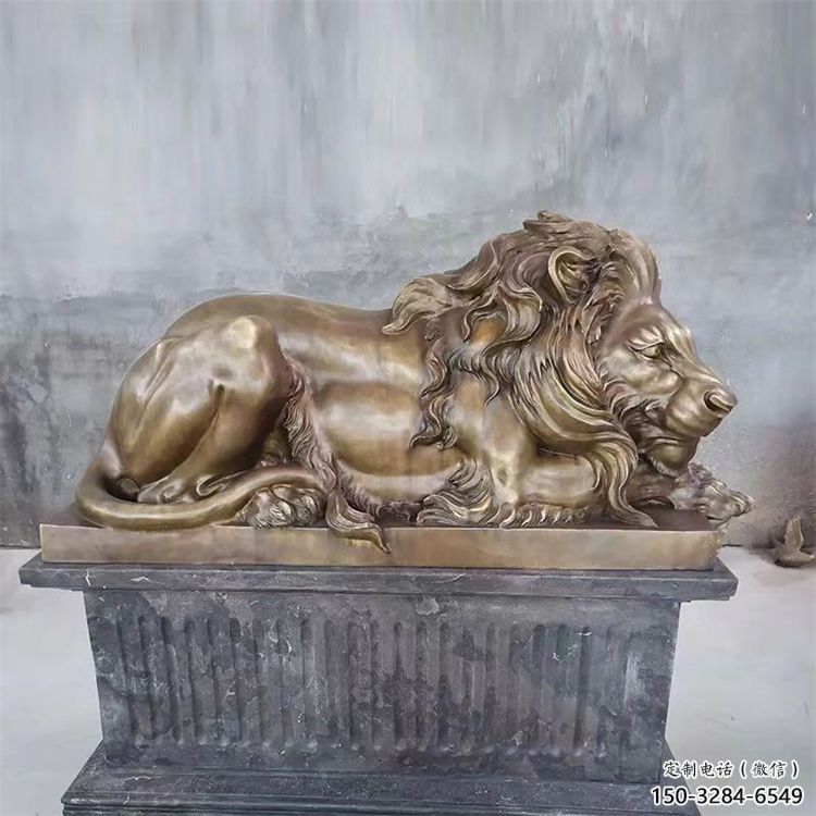 鑄銅獅子雕塑供求，景觀裝飾雕塑，戶外趴獅雕塑制造商